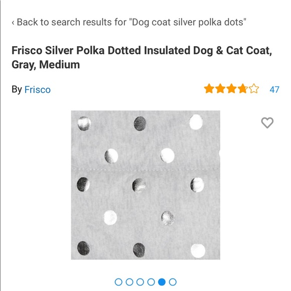 Dog Coat-Grey with silver Polka Dots-Size Small - Picture 12 of 15